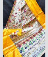 Mango Yellow and Blue color Uppada Tissue handloom saree with All over Printed Design-UPPI0000375