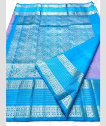Lavender and Lite Blue color venkatagiri pattu sarees with all over checks and buttas design -VAGP0001149