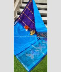Blue and Purple Blue color Tripura Silk sarees with all over buttas design -TRPP0008755