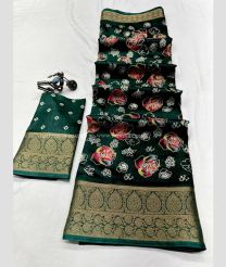 Forest Fall Green and Golden color linen sarees with all over design -LINS0004002