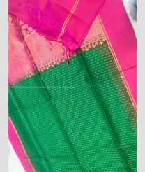 Pink and Green color soft silk kanchipuram sarees with brocade pattern border design -KASS0001061