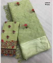 Light Green and Red color Chiffon sarees with printed design saree -CHIF0000255
