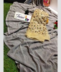 Grey and Gold color Georgette sarees with printed design saree -GEOS0000323