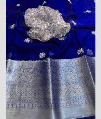 Royal Blue and Silver color Organza sarees with Jari Border Design-ORGS0001182