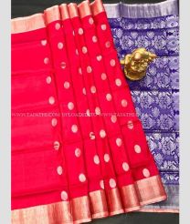 Red and Purple Blue color Uppada Soft Silk handloom saree with All over Buttas Design-UPSF0002036