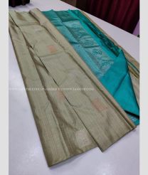 Grey and Anand Blue color kanchi pattu handloom saree with All over Buttas Design-KANP0006668