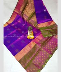 Magenta and Olive color uppada pattu handloom saree with All over Varsham Buttas Design-UPDP0020489