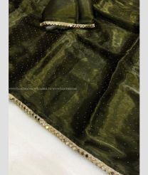 Olive color silk sarees with all over stone work design -SILK0018197