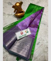 Parrot Green and Lavender color mangalagiri pattu sarees with all over pochampally design -MAGP0026676