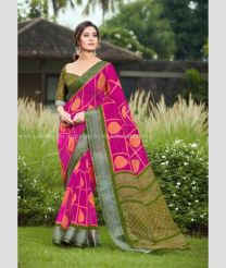 Pink and Mehndi Green color Organza sarees with zari border saree design -ORGS0000440