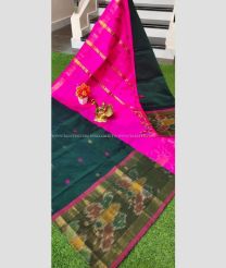 Dark Teal and Pink color Tripura Silk sarees with all over buttas design -TRPP0008765
