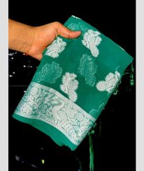 Pine Green and Silver color Georgette sarees with all over design -GEOS0024479