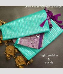 Turquoise and Purple color Georgette sarees with Floral Border Design-GEOS0017081