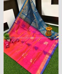 Pink and Blue Ivy color kuppadam pattu handloom saree with All over Buttas Design-KUPP0028041