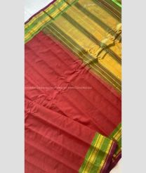 Maroon and Green color gadwal sico handloom saree with Jari Border Design-GAWI0000431