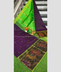 Plum Purple and Parrot Green color Tripura Silk sarees with all over buttas design -TRPP0008763