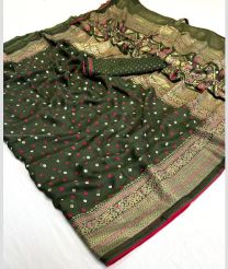 Olive and Pink color Georgette sarees with all over foil printed design -GEOS0024493