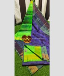 Emerald Green and Navy Blue color Uppada Soft Silk handloom saree with all over pochampalli weaving  saree design -UPSF0002069