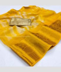 Mango Yellow and Cream color Organza sarees with printed design saree -ORGS0000629