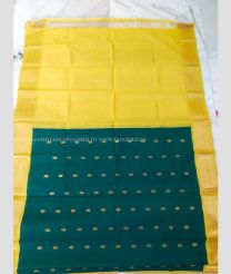 Teal and Lemon Yellow color gadwal cotton sarees with all over buttas design -GAWT0000468