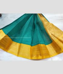 Medium Teal and Yellow color gadwal cotton sarees with all over checks design -GAWT0000406