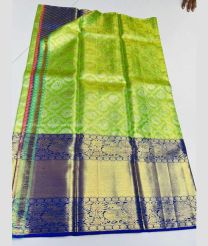 Parrot Green and Navy Blue color kanchi Lehengas with Jari Border Design-KAPL0000063
