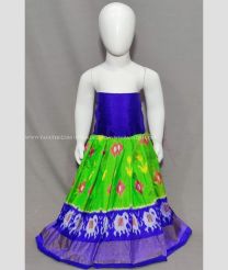 Green and Royal BLue color Ikkat Lehengas with All over Pochampally design-IKPL0000742
