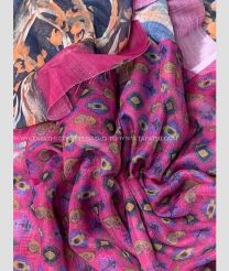 Pink and Yellow color linen sarees with printed design saree -LINS0000840