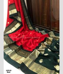 Red and Pine Green color linen sarees with printed design saree -LINS0000738