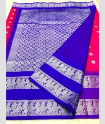 Royal Blue and Pink color venkatagiri pattu sarees with all over buttas design -VAGP0001176