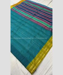 Teal and Leafy Green color gadwal cotton sarees with all over lines design -GAWT0000386