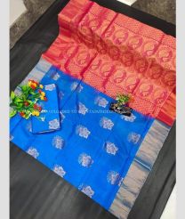 Blue and Lite Magenta color Uppada Soft Silk sarees with all over buttas design -UPSF0004244