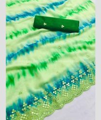 Pista and Turquoise color Georgette sarees with All over Ikkat Design-GEOS0004584