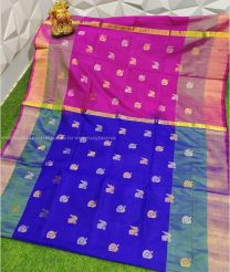 Royal Blue and Sea Green color uppada pattu handloom saree with Kaddy Border design-UPDP0015417