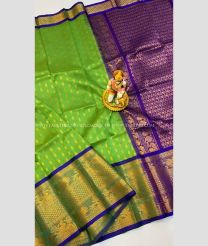 Parrot Green and Purple color kuppadam pattu handloom saree with All over Buttas Design-KUPP0095780