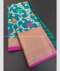 Teal and Pink color Banarasi sarees with All over Work Design-BANS0000758