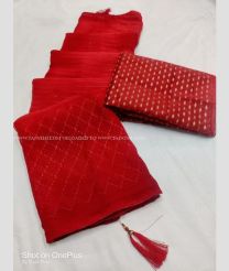 Red colour saree Georgette sarees with Plain Design-GEOS0006033