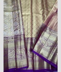 Lite Golden and Purple color kanchi pattu sarees with half and half modle brocate design -KANP0014135