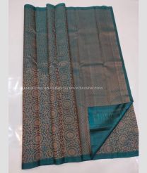 Dark Green color kanchi pattu handloom saree with border less sarees design -KANP0005847