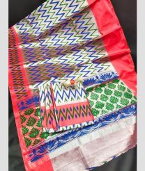 Tomato Red and Blue color Uppada Tissue handloom saree with All over Printed Design-UPPI0000359