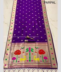 Purple color paithani sarees with all over meenakari buttas design -PTNS0005353