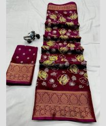 Maroon and Golden color linen sarees with all over design -LINS0004009