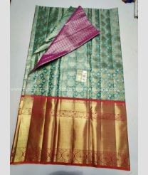 Sea Green and Red color kanchi Lehengas with Jari Border Design-KAPL0000059