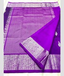 Purple and Silver color venkatagiri pattu sarees with all over buttas design -VAGP0001225