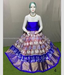 Indian Red and Royal Blue color Ikkat Lehengas with Kaddy Border Design-IKPL0028719