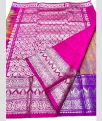 Pink and Brown color venkatagiri pattu sarees with all over buttas design -VAGP0001180