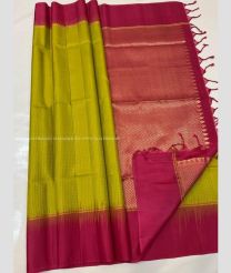 Olive and Magenta color soft silk kanchipuram sarees with All over Checks and Buttas design-KASS0000509