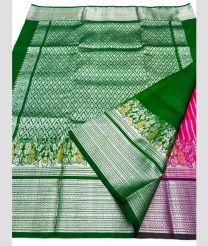 Pink and Green color venkatagiri pattu sarees with all over lines design -VAGP0001129