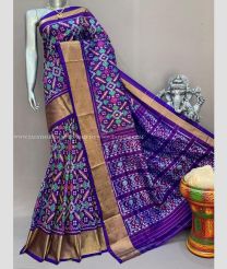 Purple and Golden color Ikkat Lehengas with all over pochampally ikkat design -IKPL0028840