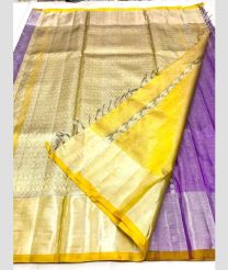 Lite Purple and Yellow color venkatagiri pattu sarees with all over jari design -VAGP0001128